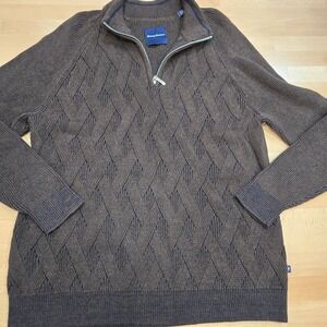 Tommy Bahama Mens Brown Quarter Zip Pullover Knit Sweater - Large
